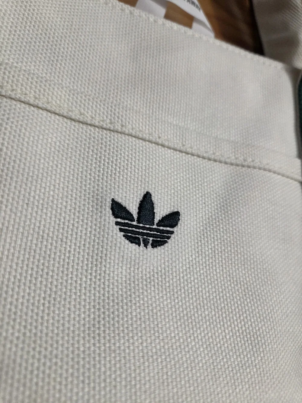 adidas Originals White & Dark Green Canvas Tote Bag